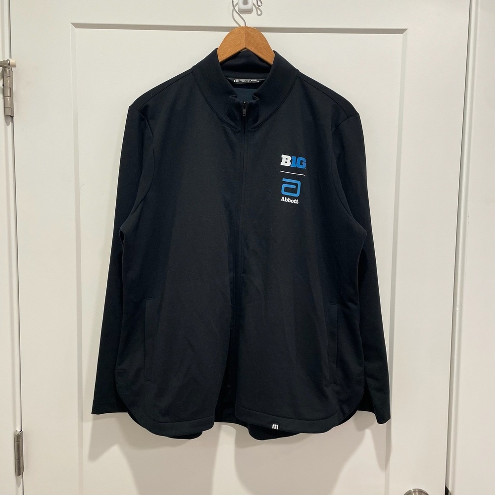 Travis Mathew‎ Mens XXL Black Full Zip Jacket Big Ten Abbott Logo Golf Outerwear